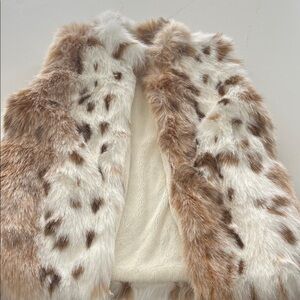 Cozy Faux Fur Kids Vest - Cream and Brown